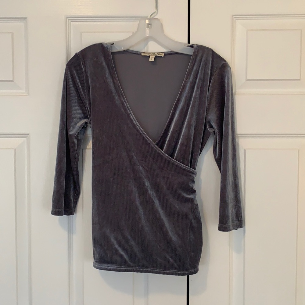 Velvet short sleeve silver shirt